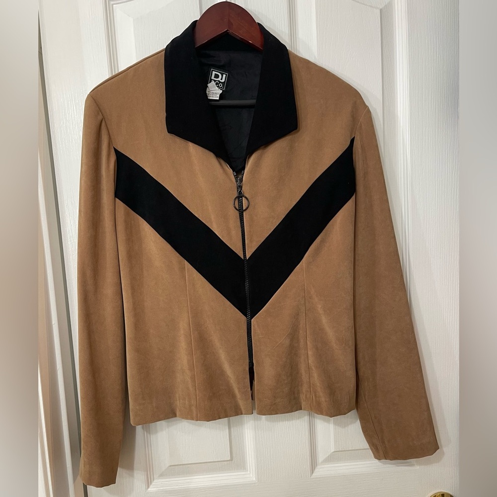Women's Tan and Black Suede Blazer